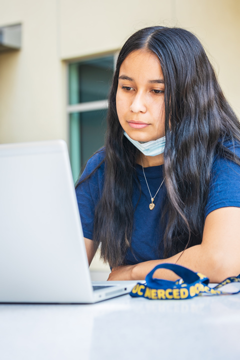 UCM summer student at laptop